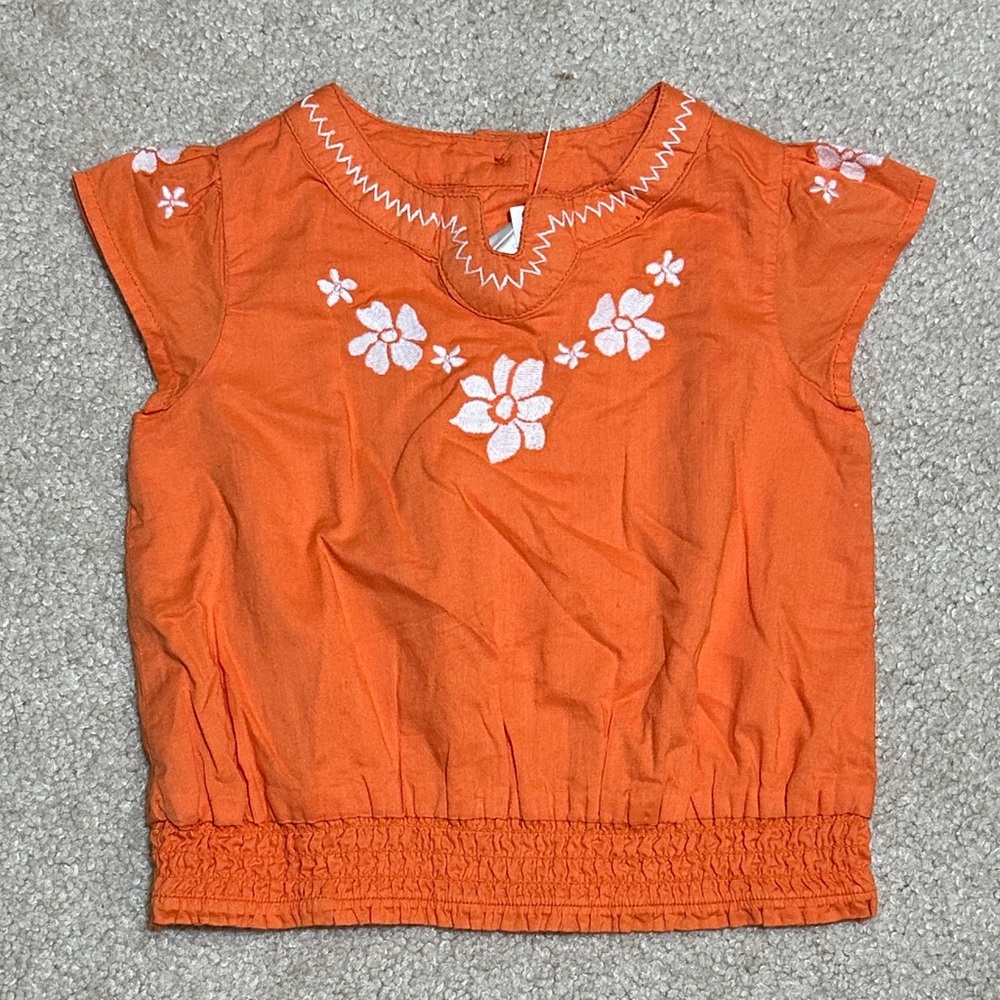 3/$10 💜 Orange Floral Embroidered Top